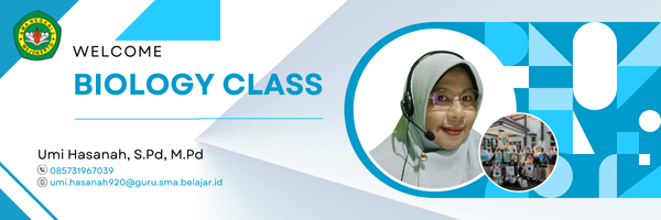Halo anak-anak hebat, salam hangat dari Ibu Umi Hasanah! 🌿
Selamat datang di ruang belajar kita yang baru—kelas E-Learning Biologi Kelas X. Senang sekali kita bisa bertemu dan belajar bersama di era digital ini. Walaupun tidak selalu bertatap muka langsung, Ibu berharap setiap kalian tetap merasakan suasana belajar yang hangat, menyenangkan, dan penuh makna.

Biologi adalah ilmu tentang kehidupan. Setiap hari kita dikelilingi oleh fenomena alam yang bisa dipelajari dan dipahami, mulai dari tumbuhan di sekitar kita, hewan yang kita lihat, hingga tubuh kita sendiri. Melalui e-learning ini, kita akan menjelajahi berbagai konsep biologi dengan cara yang lebih fleksibel, interaktif, dan pastinya menantang rasa ingin tahu kalian.